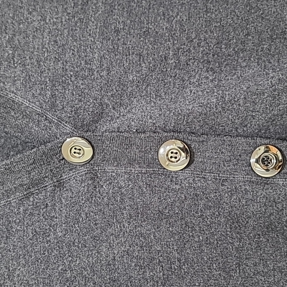 Lady Hathaway Cardigan Sweater Sz L Button-Down 100% Extra Fine Merino Wool Gray - Picture 3 of 10